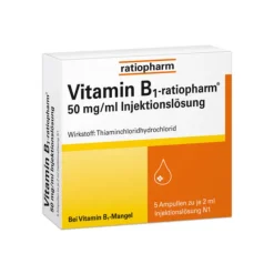 Ratiopharm Vitamin B1 50mg / ml Injektionslösung Ampullen, 5X2 ml- Vitamin B1 (Thiamin)