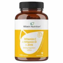 R(h)ein Nutrition Immunsystem-Vitamin C + Vitamin D + Zink Immunsystem Ultra Kapseln, 120 St