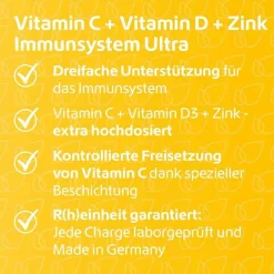 R(h)ein Nutrition Immunsystem-Vitamin C + Vitamin D + Zink Immunsystem Ultra Kapseln, 120 St