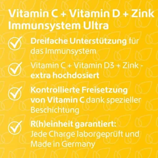 R(h)ein Nutrition Immunsystem-Vitamin C + Vitamin D + Zink Immunsystem Ultra Kapseln, 120 St