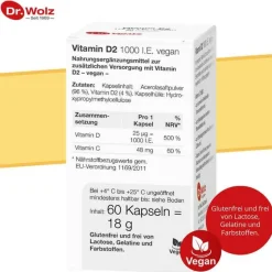 Dr. Wolz Vitamin D (Colecalciferol)-Vitamin D2 1000 I.E. vegan Kapseln, 60 St