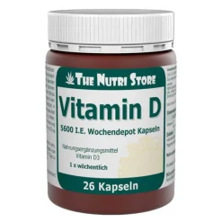The Nutri Store Vitamin D (Colecalciferol)-Vitamin D 5.600 I.E. Wochendepot Kapseln, 26 St