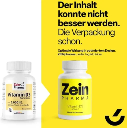 Zein Pharma Vitamin D (Colecalciferol)-Vitamin D3 5.000 I.E. Wochendepot Kapseln, 90 St