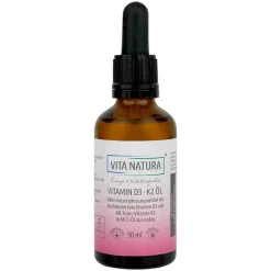 Vita Natura Vitamin D (Colecalciferol)-Vitamin D3 / K2 1000 I.E. / 20 µg Tropfen, 50 ml