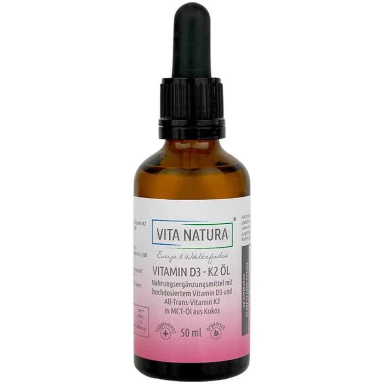 Vita Natura Vitamin D (Colecalciferol)-Vitamin D3 / K2 1000 I.E. / 20 µg Tropfen, 50 ml