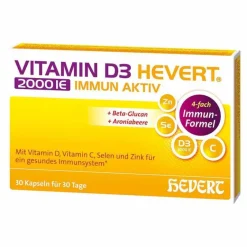 Hevert Vitamin D3 2000 IE Immun Aktiv Kapseln, 30 St- Vitamin D (Colecalciferol)|Immunsystem