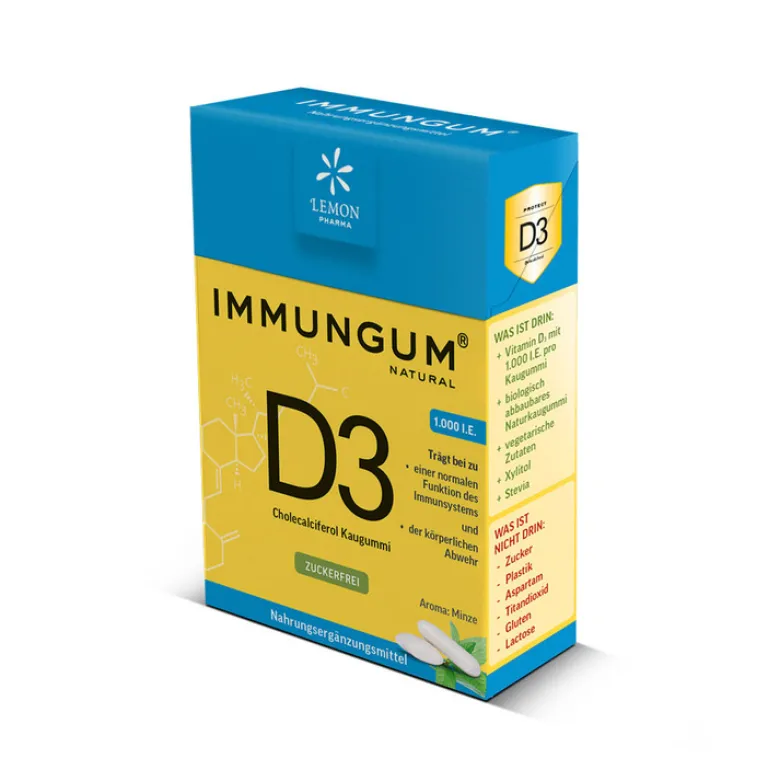 Lemon Pharma Vitamin D3 Immungum Kaugummi, 28 g- Immunsystem|Vitamin D (Colecalciferol)