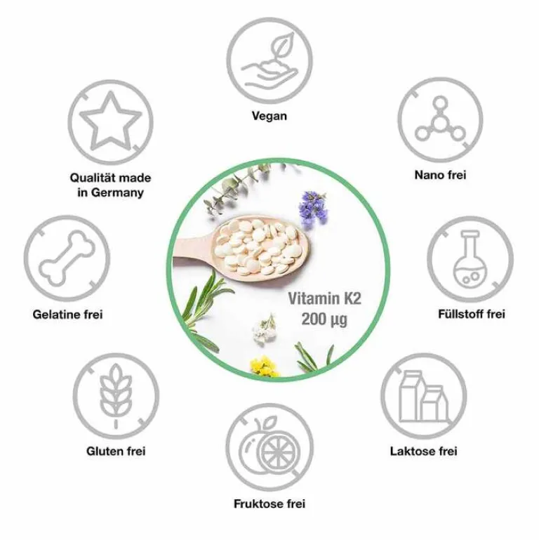 Vitamin K2 200 µg MK-7 vegan hochdosiert Tabletten, 90 St^Vitabay Best