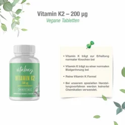 Vitabay Vitamin K-Vitamin K2 200 µg MK-7 vegan Tabletten, 240 St