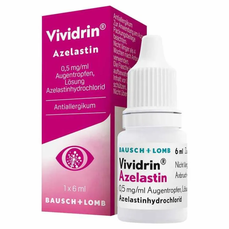 Vividrin Augentropfen Allergie|Allergie Medikamente-® Azelastin Augentropfen Akuthilfe bei Heuschnupfen und Allergien, 6 ml