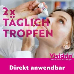 Vividrin Augentropfen Allergie|Allergie Medikamente-® Azelastin Augentropfen Akuthilfe bei Heuschnupfen und Allergien, 6 ml