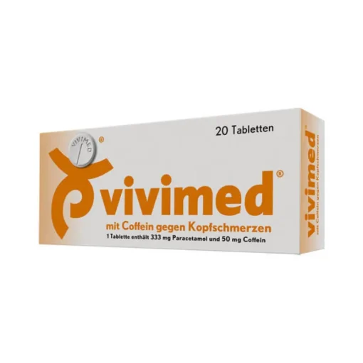 Vivimed ® mit Coffein gegen Kopfschmerzen, Schmerztabletten mit Paracetamol, 20 St- Kopfschmerztabletten|Mittel Gegen Fieber