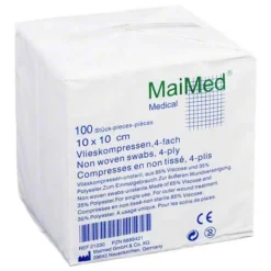 Maimed Vlieskompressen 10x10 cm unsteril, 100 St- Sterile Kompressen