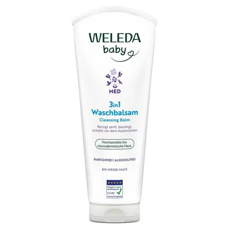 Weleda 3in1 Waschbalsam weiße Malve, 200 ml-Kinder Haut- & Haarpflege|Duschen & Waschen
