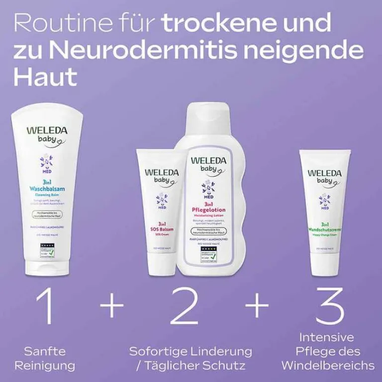Weleda 3in1 Waschbalsam weiße Malve, 200 ml-Kinder Haut- & Haarpflege|Duschen & Waschen