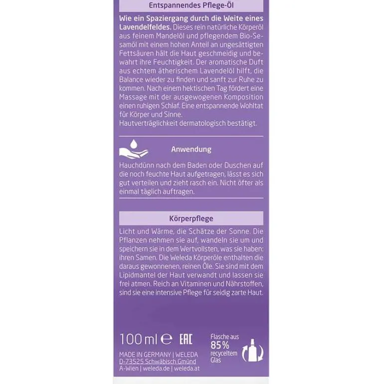 Weleda Lavendel entspannendes Pflege-Öl, 100 ml- Massageöle|Körperöle