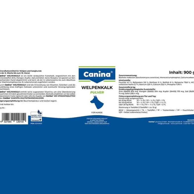 Canina Welpenkalk Pulver, 900 g- Vitamine-Mineralstoffe