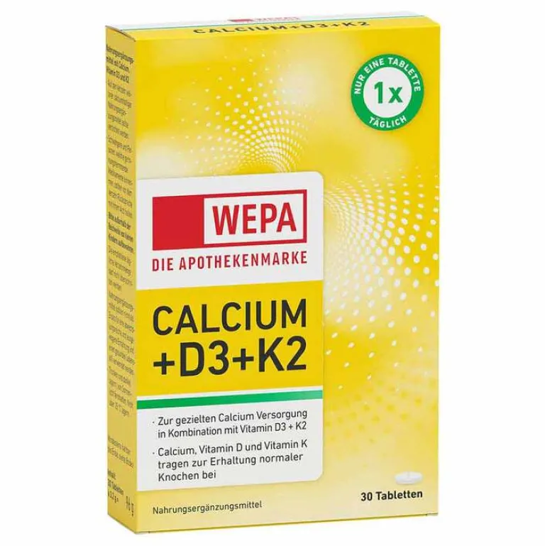 Calcium + D3 + K2 Tabletten, 30 St^Wepa Best