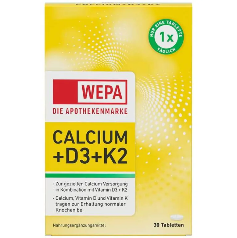 Calcium + D3 + K2 Tabletten, 30 St^Wepa Best