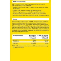 Calcium + D3 + K2 Tabletten, 30 St^Wepa Best