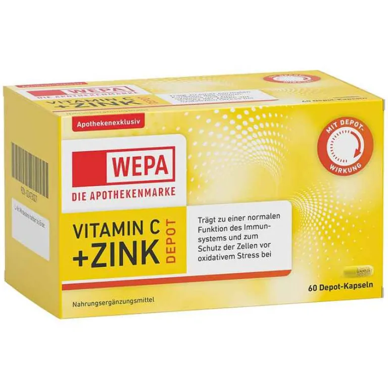 Wepa Vitamin C + Zink Kapseln, 60 St- Vitamin C (Ascorbinsäure)