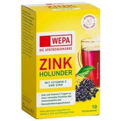 Wepa Zink Holunder + Vitamin C + Zink zuckerfrei Pulver, 10X10 g- Vitamin C (Ascorbinsäure)