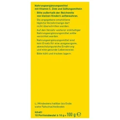 Wepa Zink Holunder + Vitamin C + Zink zuckerfrei Pulver, 10X10 g- Vitamin C (Ascorbinsäure)