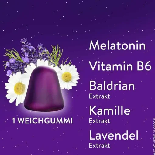 Wick Zzzquil Melatonin Tabletten-Gute Nacht Weichgummis, 2x60 St