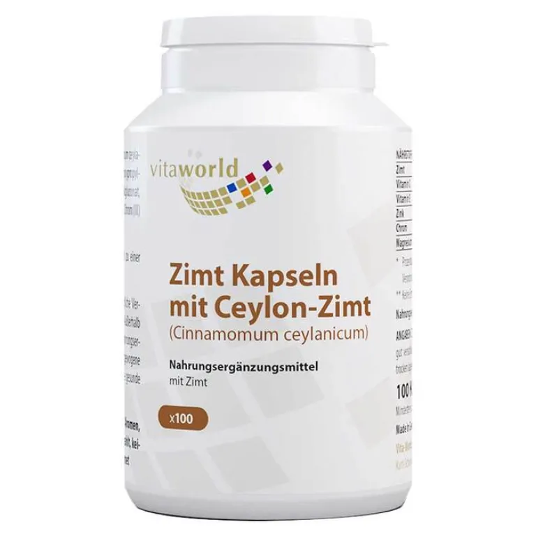 Vitaworld Zimt 500 mg + Zink + Chrom Kapseln, 100 St- Zink