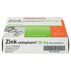 Zink 25 mg Brausetabletten, 20 St^Ratiopharm