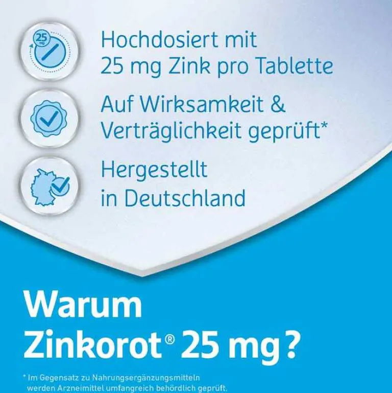 Zinkorot ® 25 mg hochdosierte Zink Tabletten, 100 St- Zink