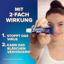 Zovirax Lippenherpes-® DUO Creme bei Lippenherpes. 5 % Aciclovir, 1 % Hydrocortison, 2 g
